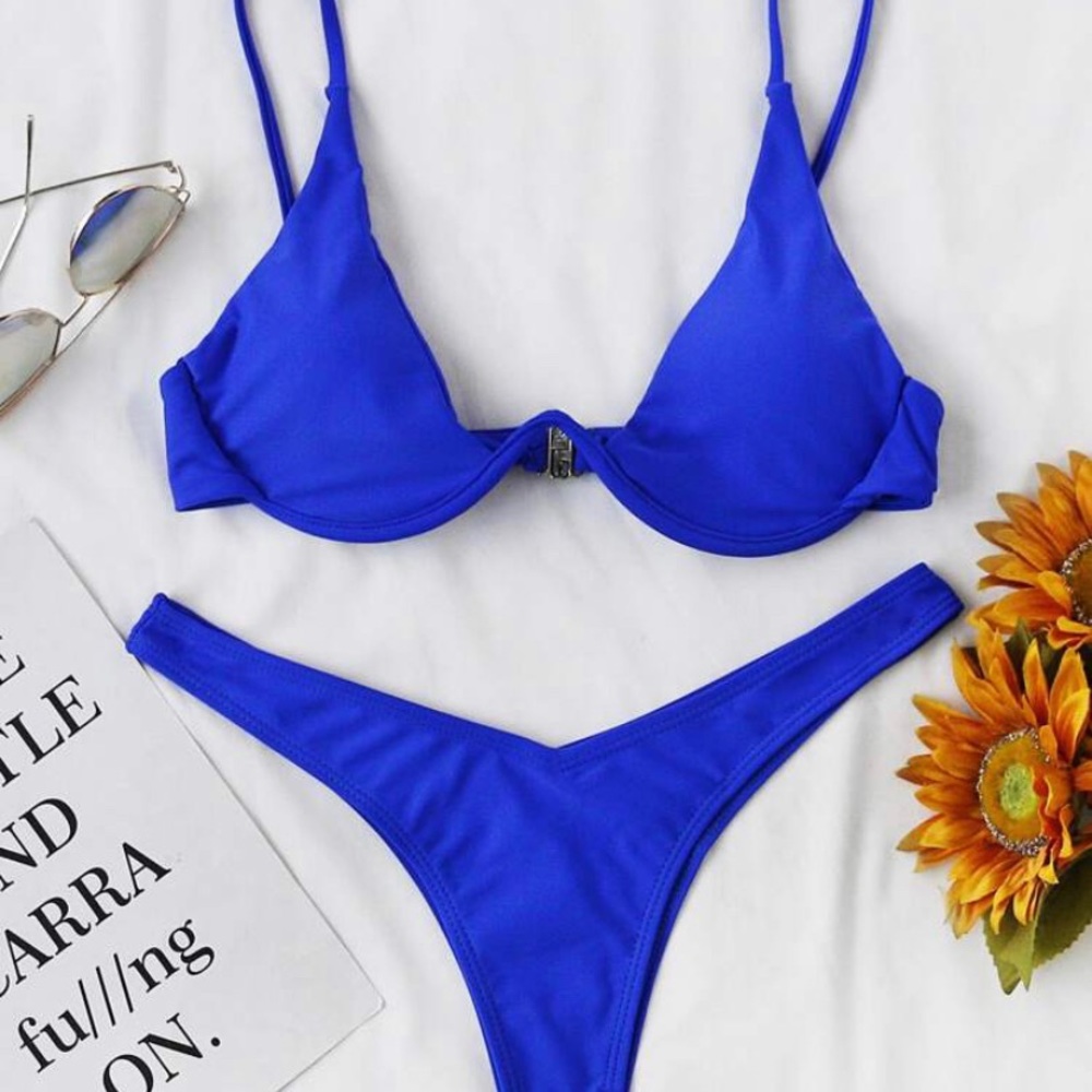 Spaghetti Underwired High Cut Bikini Swimsuit